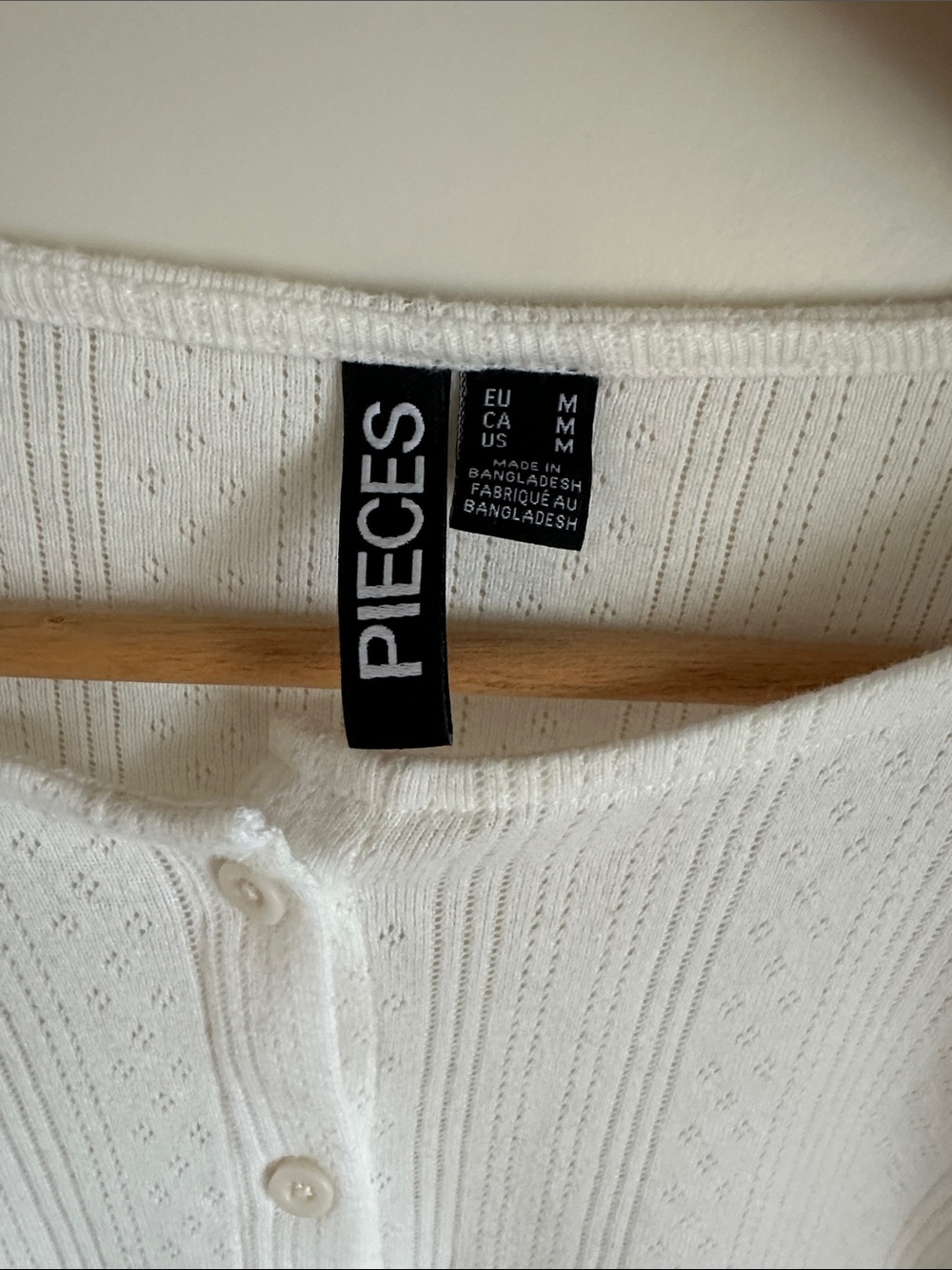 White Pointelle Ribbed Button-Front Top - Picture 3 of 4